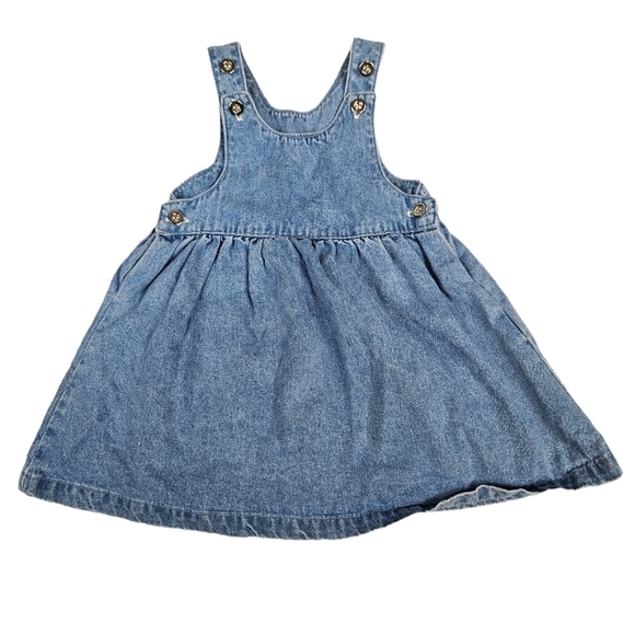 Vintage 90s Carter's Medium Wash Denim Overall Jean Dress Size 18M‎ Girls M47 - Picture 1 of 6